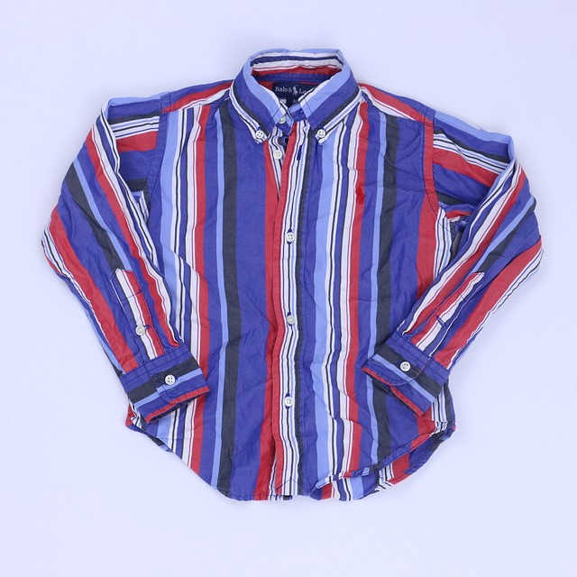 Ralph Lauren Blue Stripe Button Down Long Sleeve 3T 