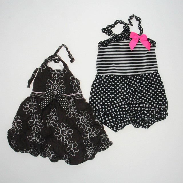 Rare Editions | Rare, Too! 2-pieces Brown Flowers | Black Dots Apparel Sets 1-2T 