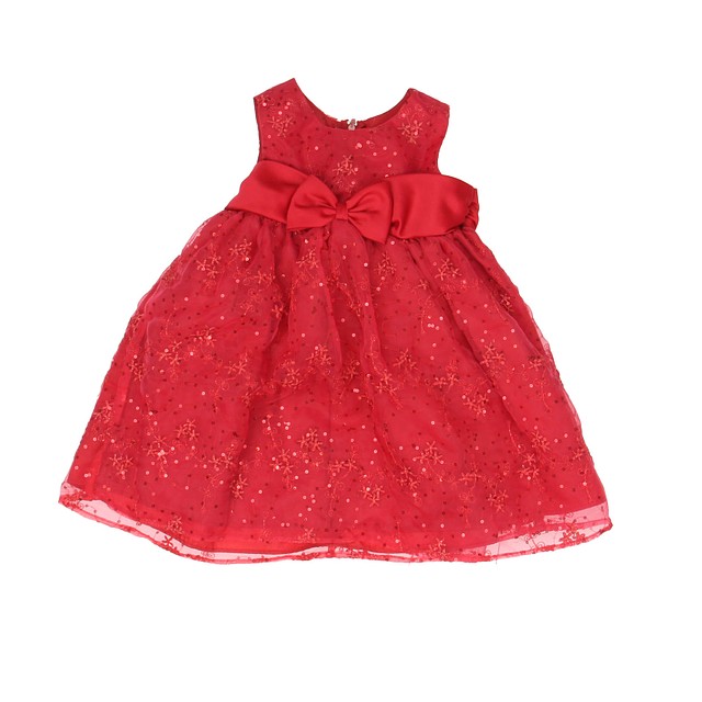Rare Editions Red Sequined Special Occasion Dress 18 Months 