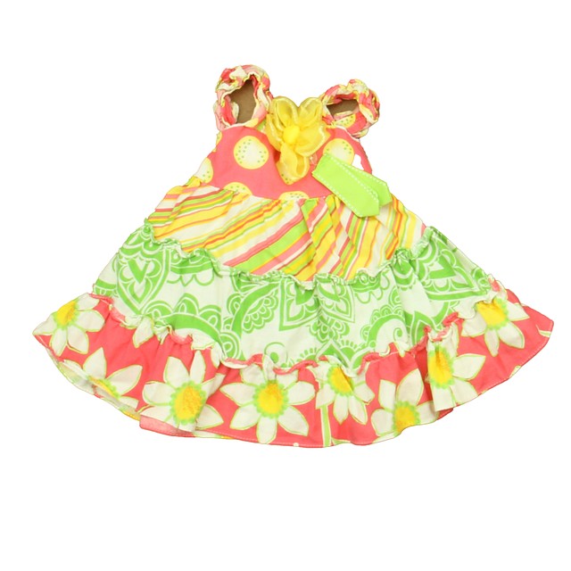 Rare Editions Pink | Yellow | Green Dress 6 Months 