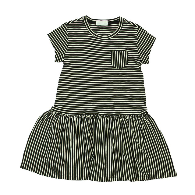 Rockets Of Awesome White | Black |Stripes Dress Little Girl 