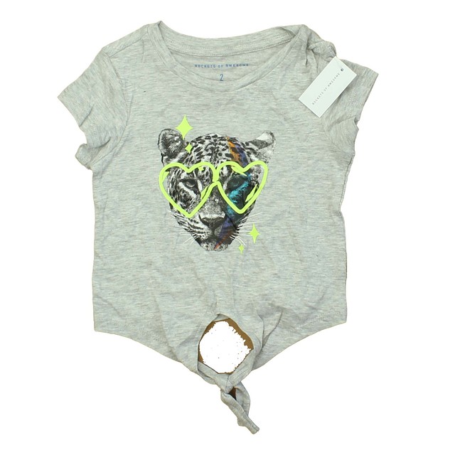 Rockets Of Awesome Grey | Leopard T-Shirt Little Girl 