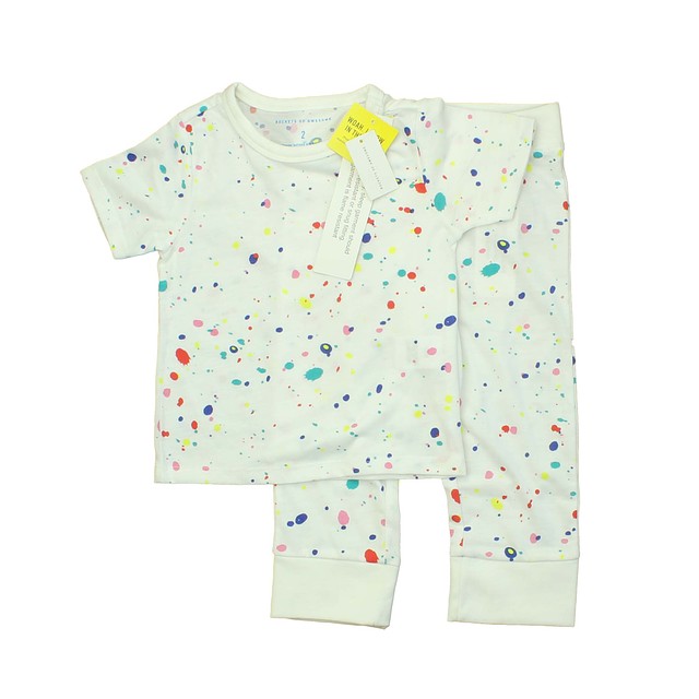Rockets Of Awesome White | Multi | Dots 2-piece Pajamas Little Girl 