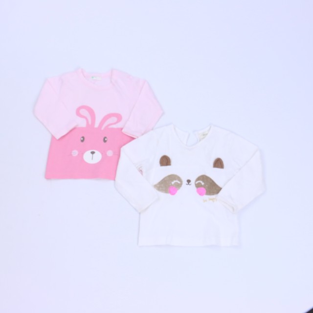 Sfera | Benetton Baby Set of 2 White | Pink Long Sleeve T-Shirt 6-12 Months 