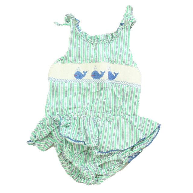 Silly Goose Green | Blue | Whale | Smoked Romper 2T 