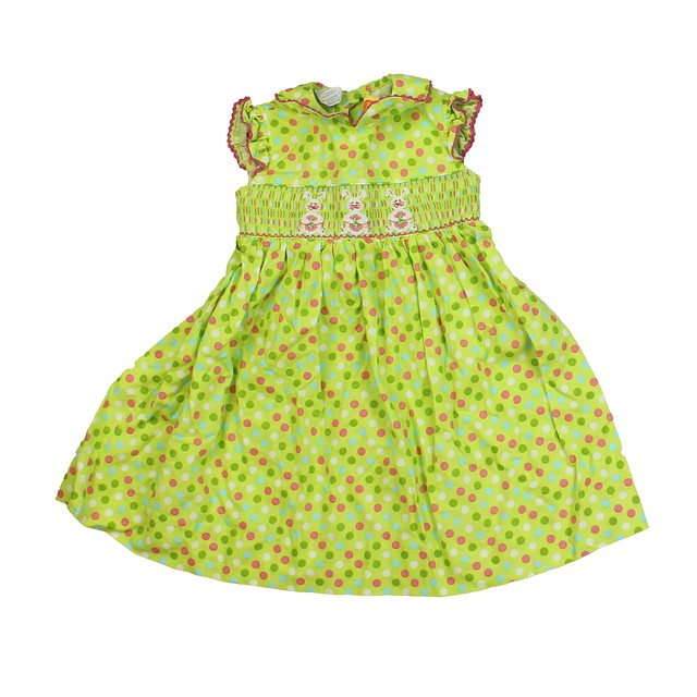 Southern Sunshine Kids Green | Polka Dots | Bunnies | Smocked Dress 18 Months 