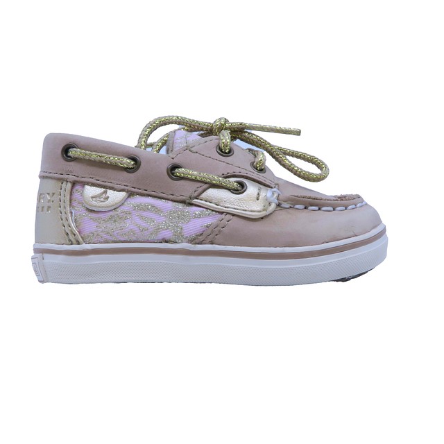 Sperry Tan | Light Pink | Gold Sneakers 3 Infant 