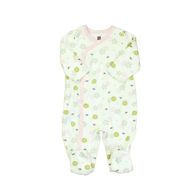 Tea White | Pink | Green 1-piece footed Pajamas 0-3 Months 