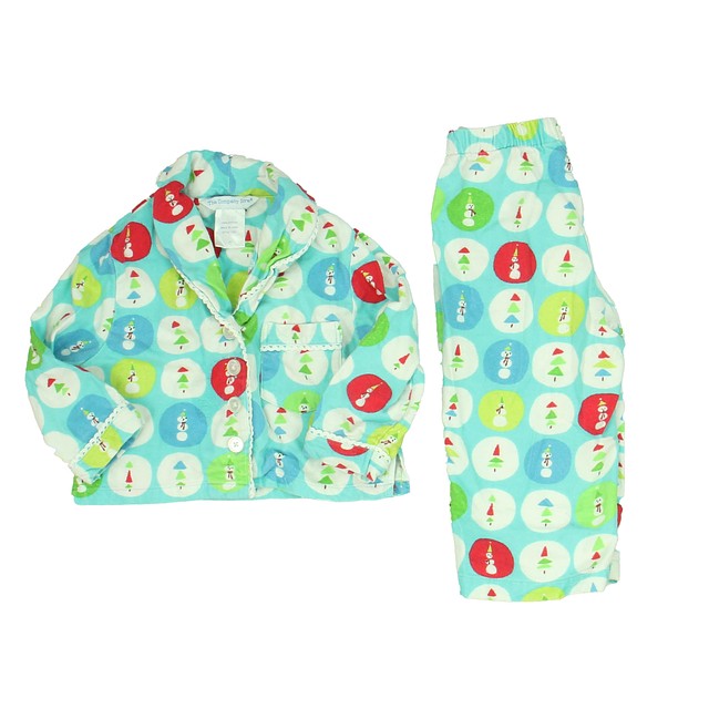 The Company Store 2-pieces Blue Snowman Polka Dot 2-piece Pajamas 2T 