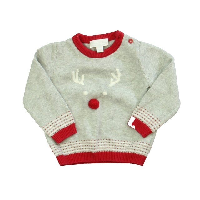 The Little White Company Gray | Red Sweater 9-12 Months 