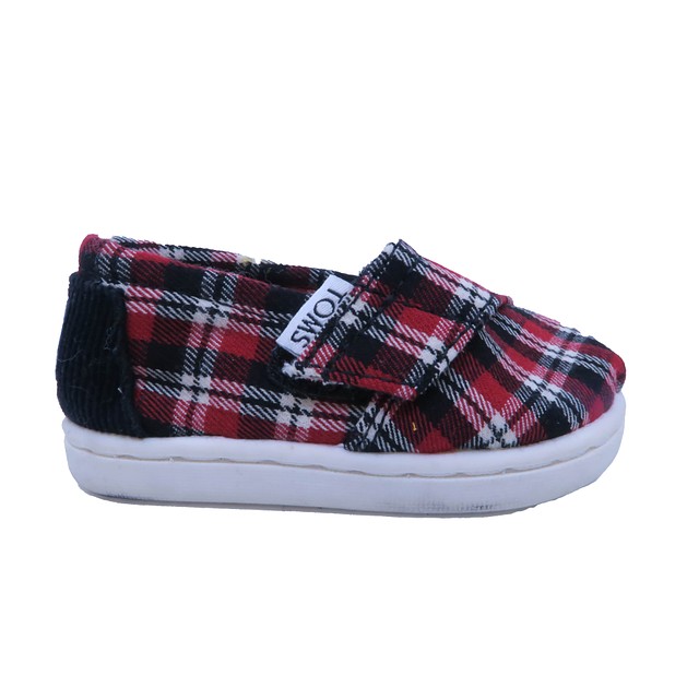 Toms Red | White | Black Plaid Shoes 3 Infant 