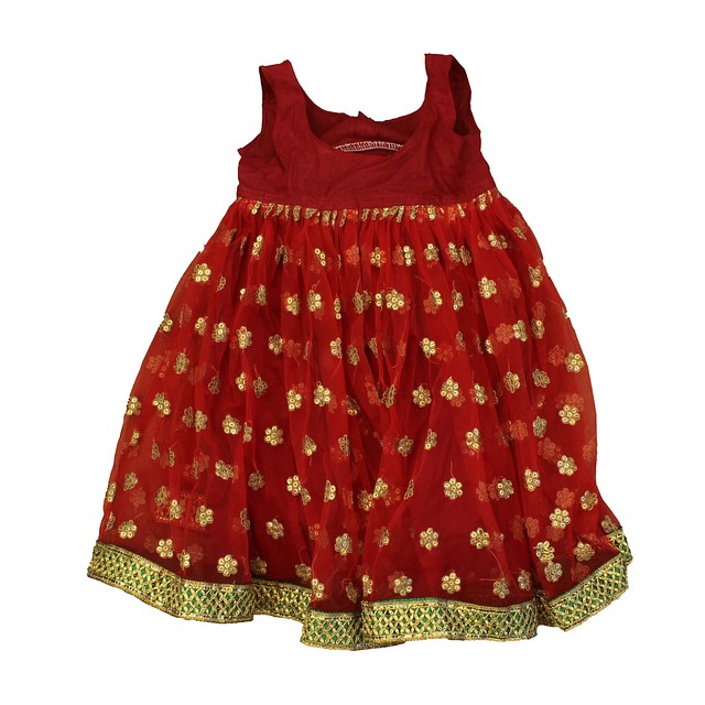 Unknown Brand Red | Gold | Sequins Dress 3-4T 