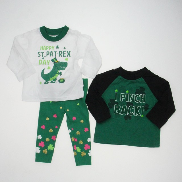 Way To Celebrate 3-pieces Green | Black | White | Clovers Pink Apparel Sets 12 Months 