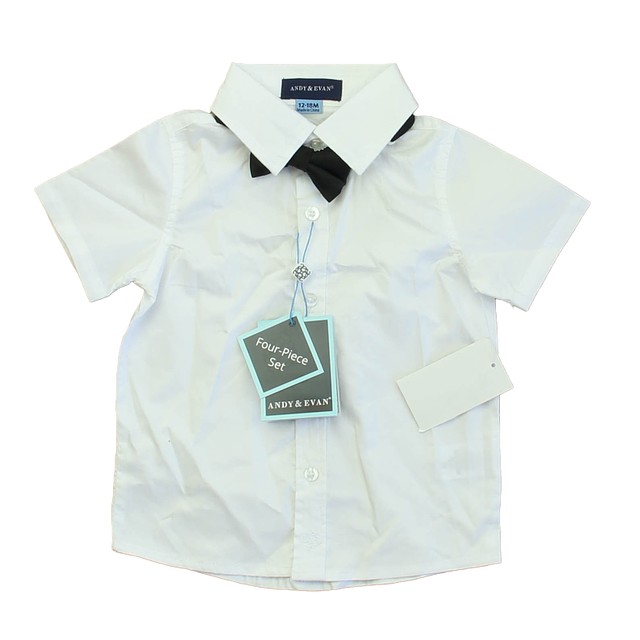 Andy & Evan White Button Down Short Sleeve 12-18 Months 