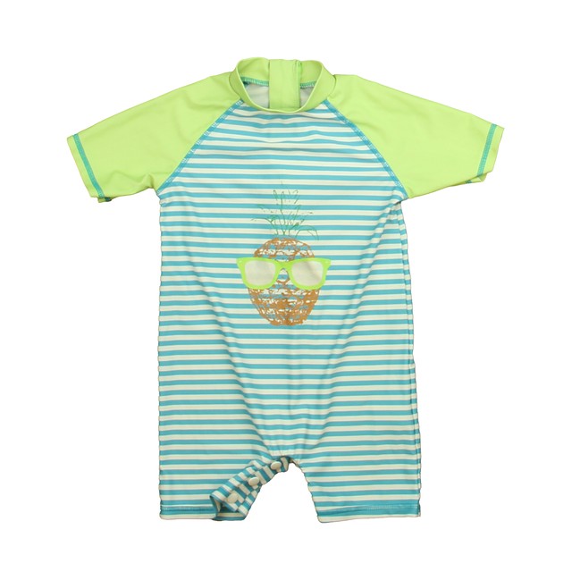 Andy & Evan Blue | White | Green Pineappe 1-piece Swimsuit 18-24 Months 