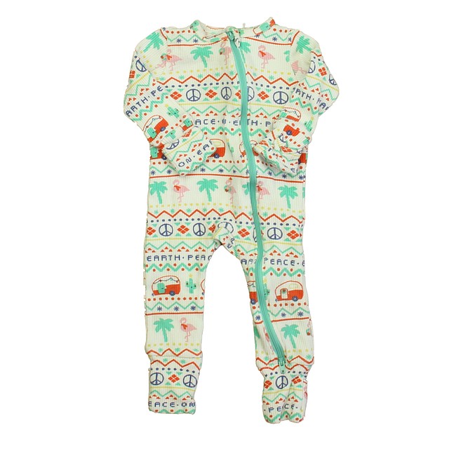 Anger Dear White Multi 1-piece footed Pajamas 3-6 Months 