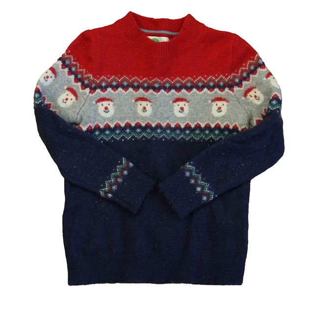 Boden Red | Gray Santa Sweater 4T 