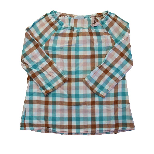 Boden Teal | Brown Check Blouse 7-8 Years 