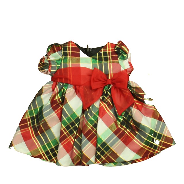 Bonnie Baby Red | Green | Gold Special Occasion Dress 6-9 Months 