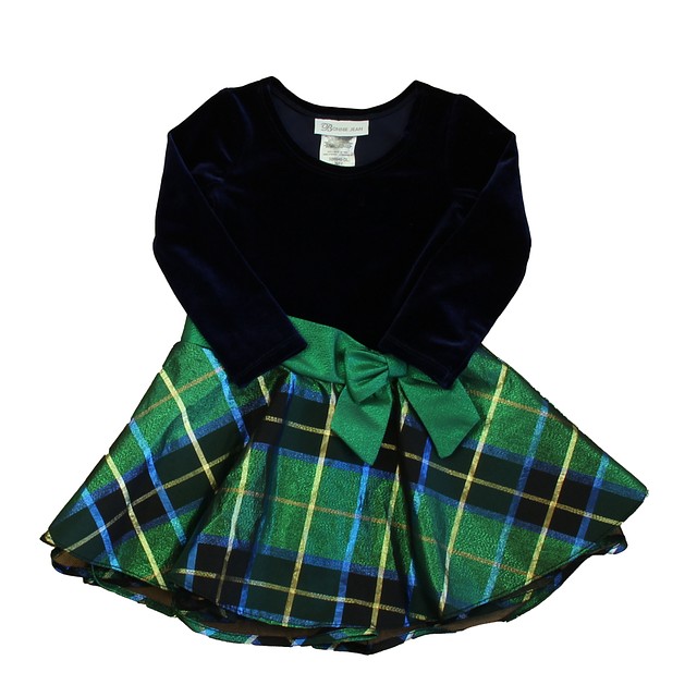Bonnie Jean Navy | Green Plaid Special Occasion Dress 2T 