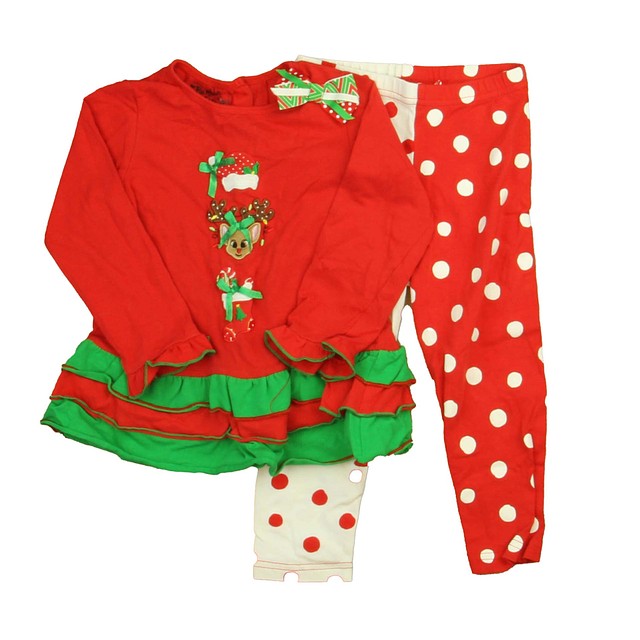 Bumble & Birdie 2-pieces Red | Green Reindeer Apparel Sets 2T 
