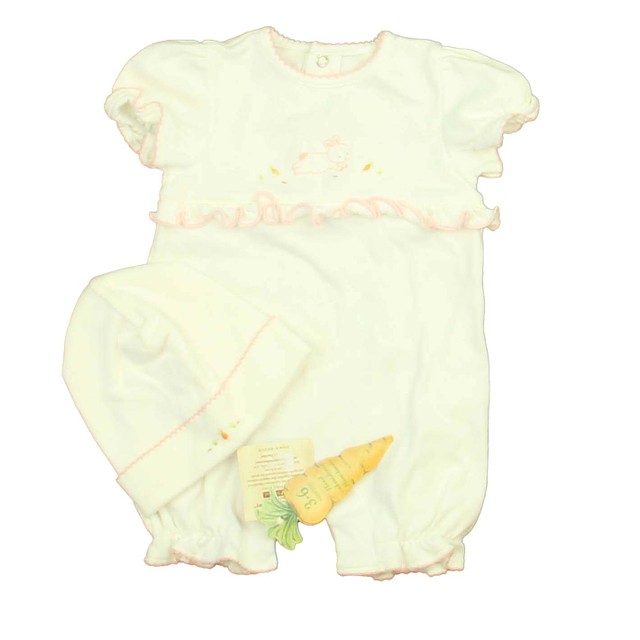 Bunnies by the Bay 2-pieces White | Pink Bunny Romper 3-6 Months 