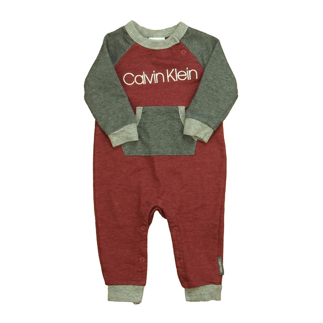 Calvin Klein Maroon | Gray Long Sleeve Outfit 12 Months 