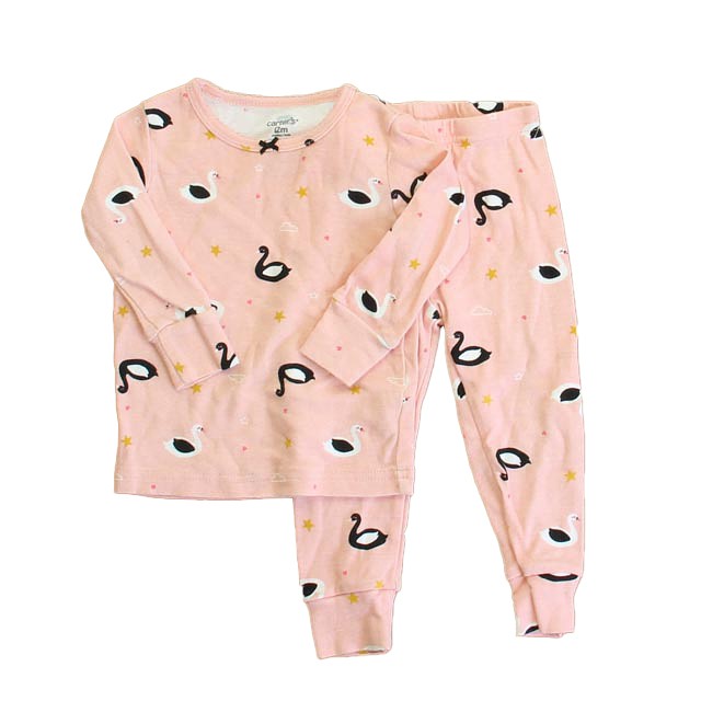 Carter's 2-pieces Pink Swan 2-piece Pajamas 12 Months 