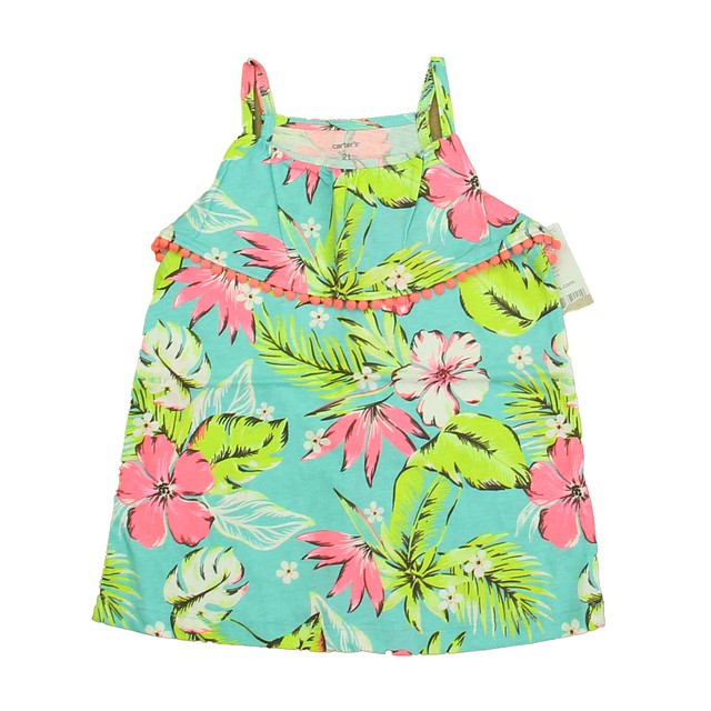Carter's Turquoise | Pink Floral Tank Top 2T 