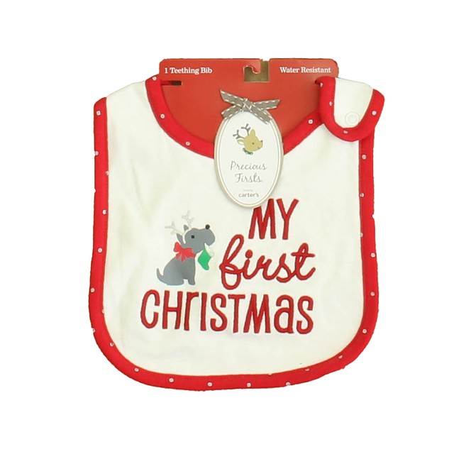 Carter's Ivory Red First Christmas Bib 6-12 Months 