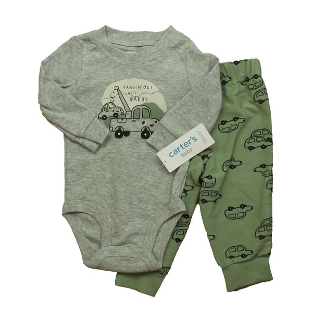 Carter's 2-pieces Gray | Green Cars Apparel Sets 6 Months 
