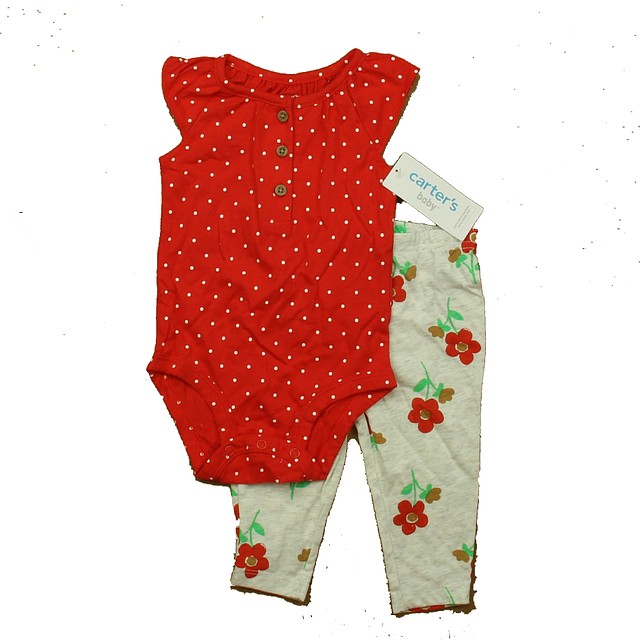 Carter's 2-pieces Red Polka Dots | Floral Apparel Sets 6 Months 