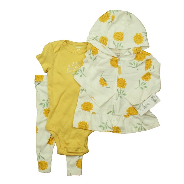Carter's 3-pieces White | Yellow Floral Apparel Sets 6 Months 