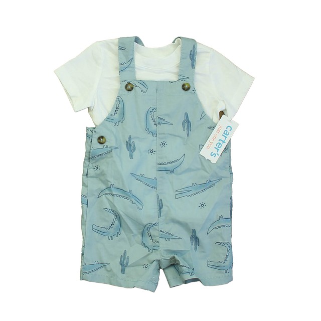 Carter's 2-pieces Blue Alligators Overall Shorts 9 Months 