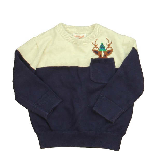 Cat & Jack Navy | Ivory Reindeer Sweater 18 Months 