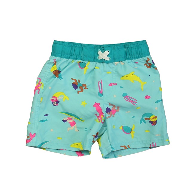 Cat & Jack Turquoise Mermaids and Fish Trunks 2T 