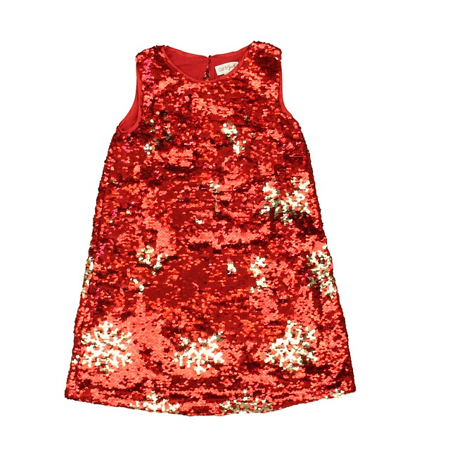 Cat & Jack Red | Gold Sequins Dress 4-5T 