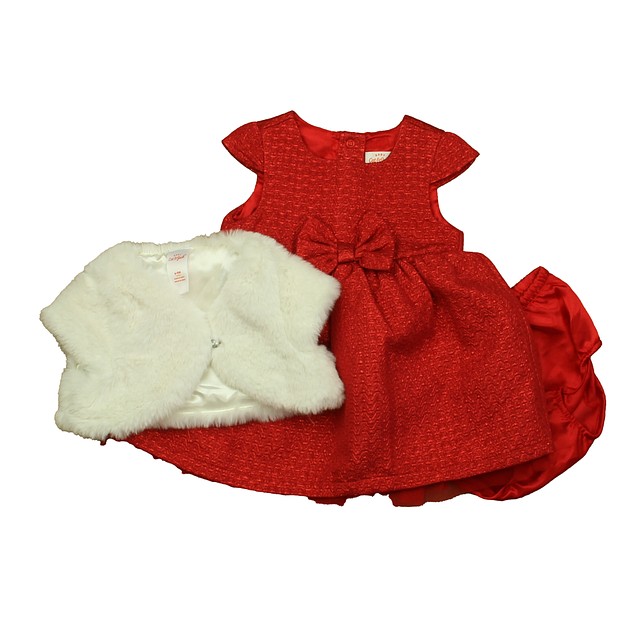 Cat & Jack 3-pieces Red Sparkle Special Occasion Dress 6-9 Months 
