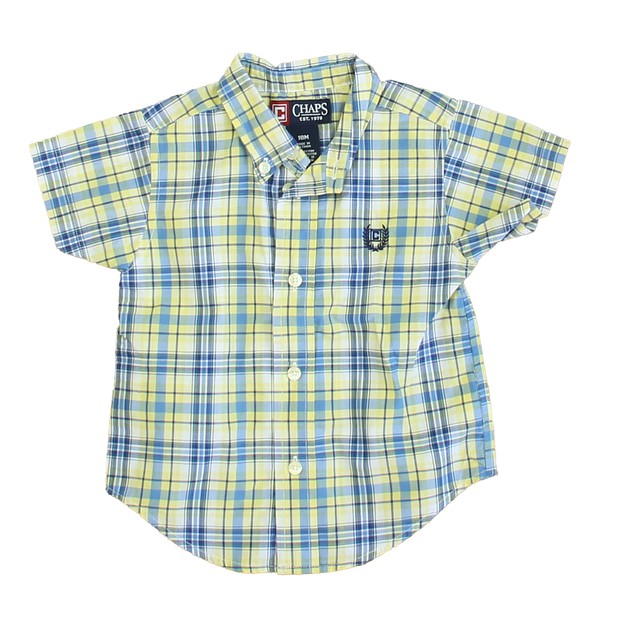 Chaps Yellow | Blue Plaid Button Down Short Sleeve 18 Months 