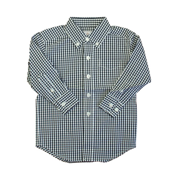 Classic Prep Medieval Blue Gingham Button Down Long Sleeve 2-5T 