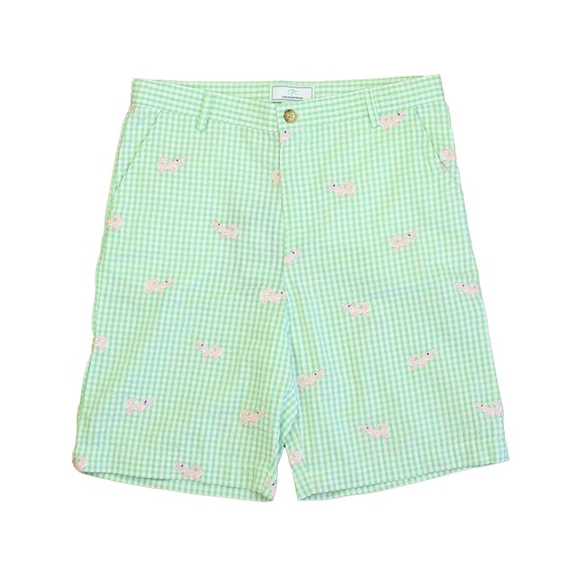Classic Prep Apple Green Gingham with Alligators Shorts 6-14 Years 