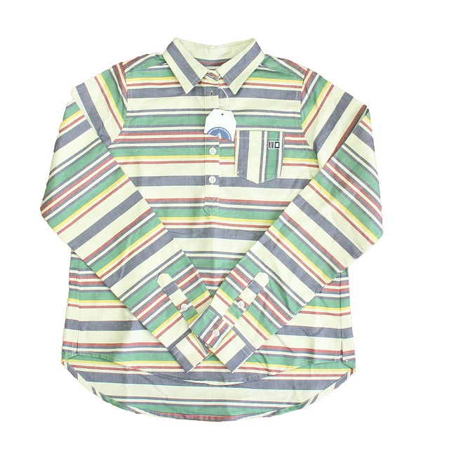 Classic Prep Ivory | Green | Red | Yellow Stripe Button Down Long Sleeve 6-14 Years 