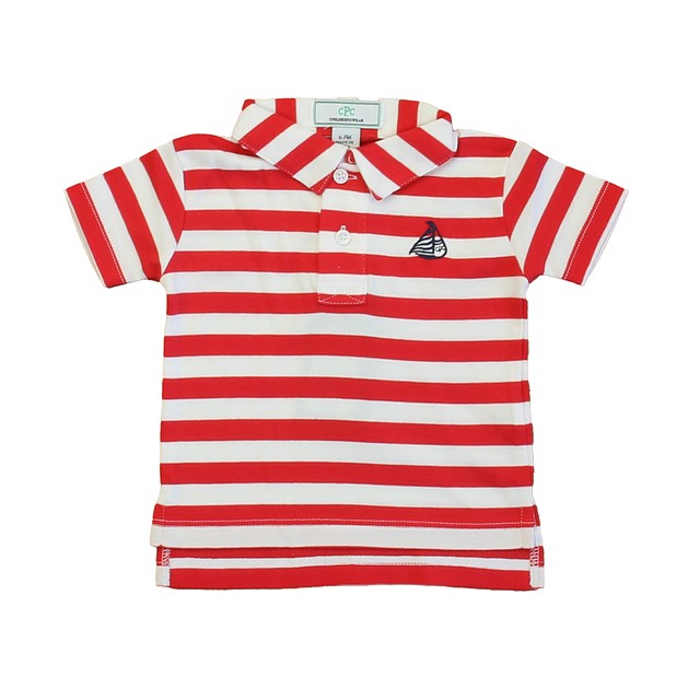 Classic Prep Lollipop | Red | White Stripe Polo Shirt 6-9 Months 