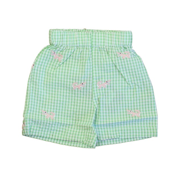 Classic Prep Apple Green Gingham with Alligators Shorts 9-12 Months 
