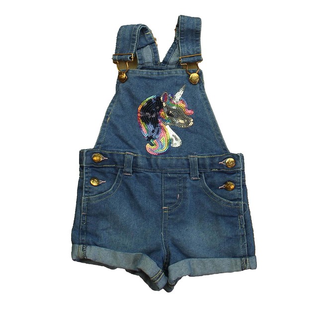 Collette Lilly Blue Unicorn Overall Shorts 2T 