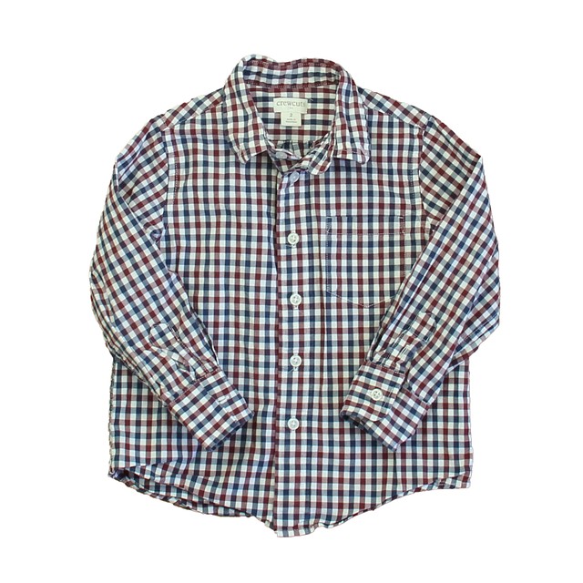 Crewcuts Navy | Maroon Check Button Down Long Sleeve 2T 