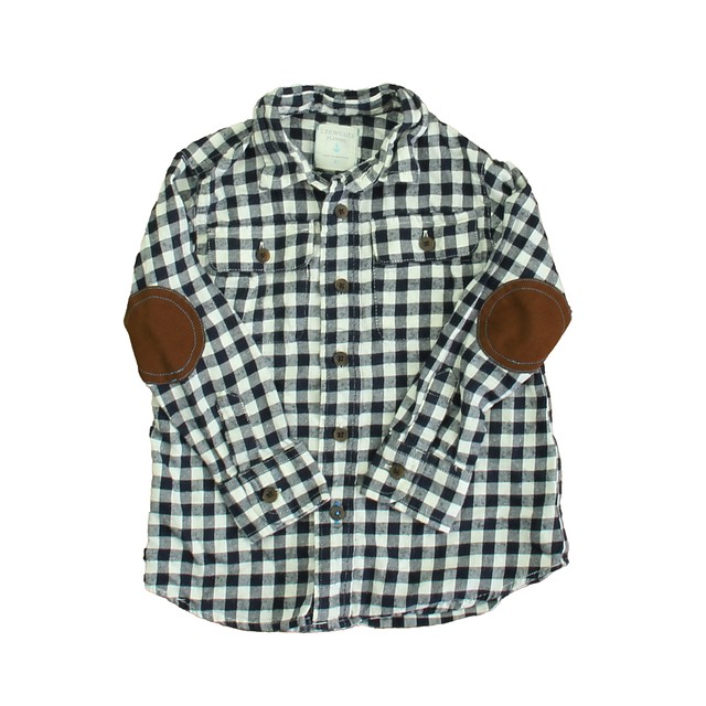 Crewcuts Navy | White Check Button Down Long Sleeve 2T 