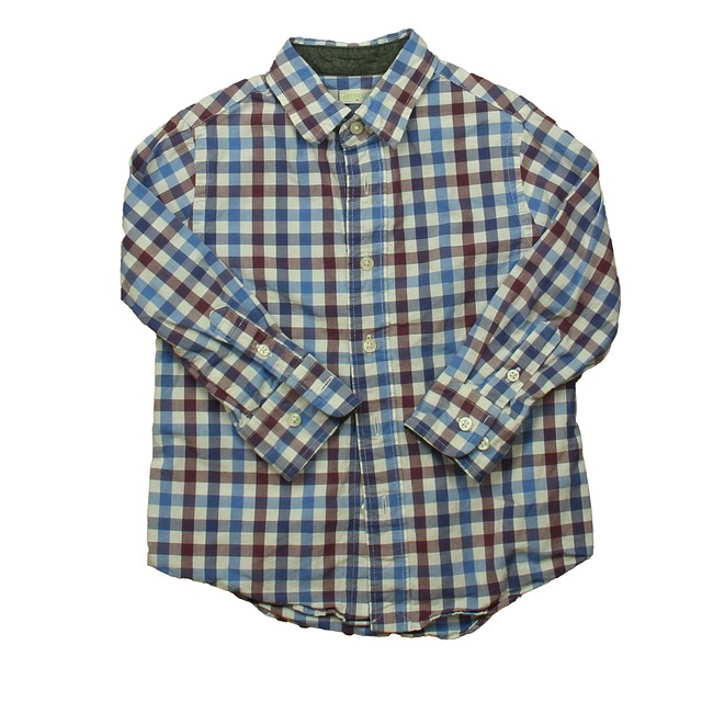 Crewcuts Blue | Maroon Check Button Down Long Sleeve 3-4T 