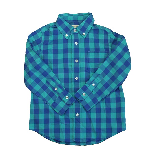 Crewcuts Blue Check Button Down Long Sleeve 3T 