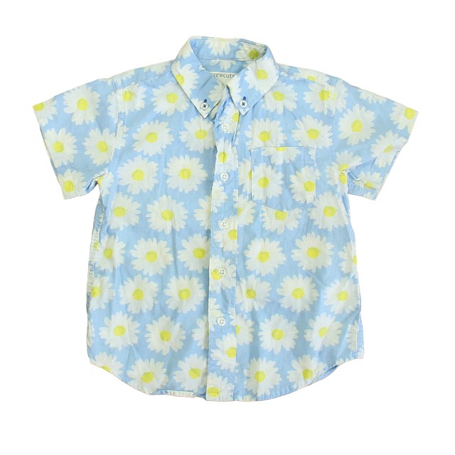Crewcuts Blue Floral Button Down Short Sleeve 3T 